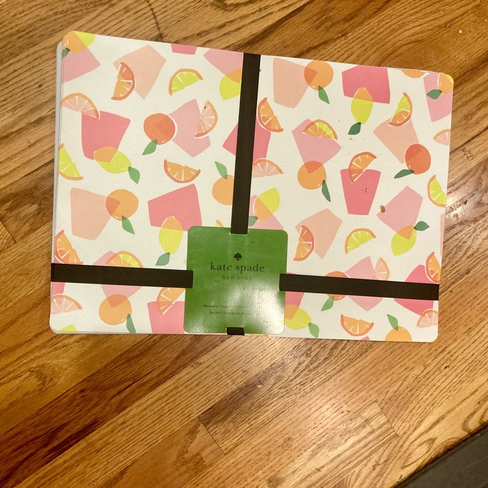 KATE SPADE Placemats Set of 6 Cocktails & Fruit NEW